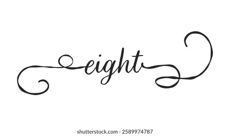 Eight card. Hand drawn quote. Modern brush calligraphy. Isolated on white background
