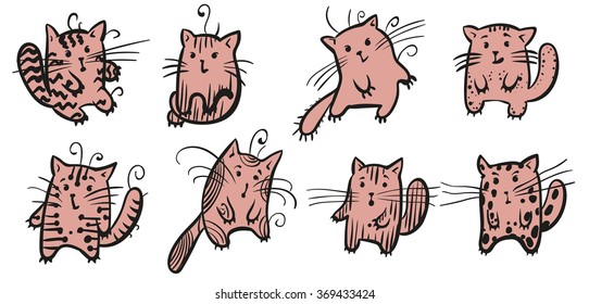 eight cats play pranks and play