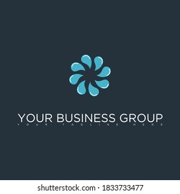 Eight Centered Blue Water Drop Logo Stock Vector Royalty Free 1833729877