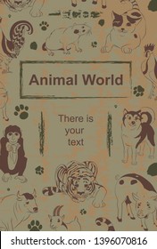 Eight Chinese calendar animals, rooster, dog, pig, rat, cat,  monkey, tiger and ox. For your convenience, each significant element is in a separate layer. eps10