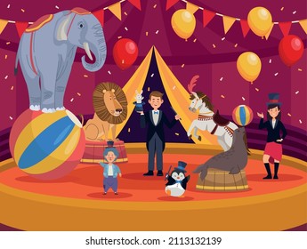 eight circus show characters scene