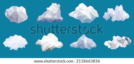 Eight cloud low poly icons vector set , polygon geometric and triangle, can use for gaming icons and banner diamond modern style.