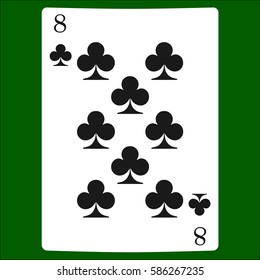 Eight clubs. Card suit icon vector, playing cards symbols vector, set icon symbol suit, card suit icon sign, icon - stock vector