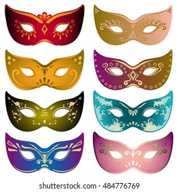 Eight colorful masks