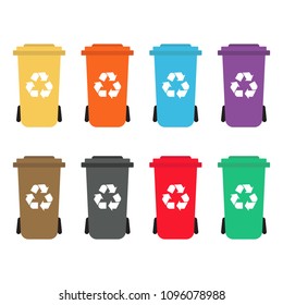 Eight Colorful Recycle Bins Waste Contaners Stock Vector (Royalty Free ...