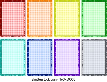 Eight colors gingham check patterns