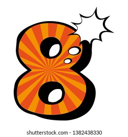 Eight - Comic number and pop art concept.