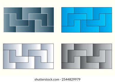 Oito figuras congruentes com ângulos de 90°. Geometria e matemática. A arte de dobrar e decorar.