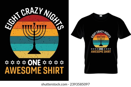 Eight crazy nights one awesome Hanukkah t shirt design  template 