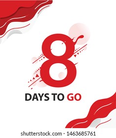 Eight days to go. vector typography logotype illustration
