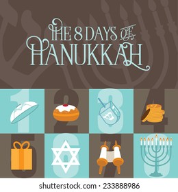 Eight days of Hanukkah design EPS 10 vector illustration