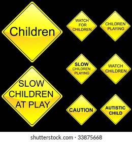 Eight Diamond Shape Yellow Road Signs Set 5