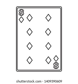 eight of diamonds card icon cartoon black and white vector illustration graphic design