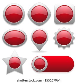 Eight different buttons in red color