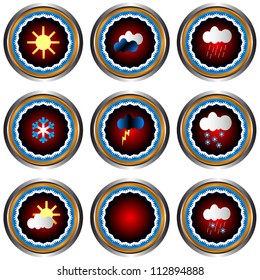 Eight different buttons of weather and one template