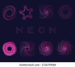 Ocho diferentes gradientes Neon Line Art Pack Vector de alta resolución