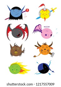 Eight different smilies