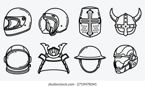 Eight different types of helmets for protection and safety