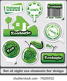 Eight eco design elements and Icons