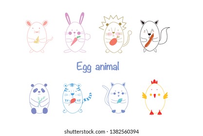 eight egg shaped land animals
