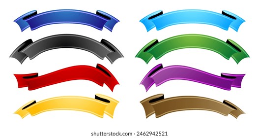 eight element ribbons on a isolated white backgrounds for banners, decks, collages, scene designs, User interface, Branding or identity campaigns, Stationery prints layout, Presentations material sign
