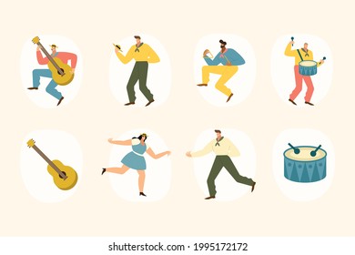 eight fiesta junina set icons