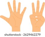 Eight Finger Hand Gesture Illustration