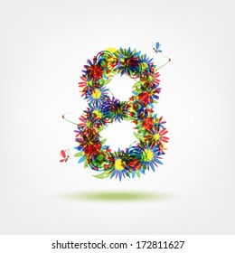 Eight, floral number for your design