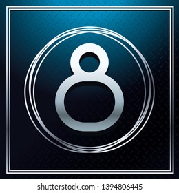 eight font number over metallic texture