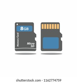 eight gigabyte sd card and chip for memory card concept. vector illustration