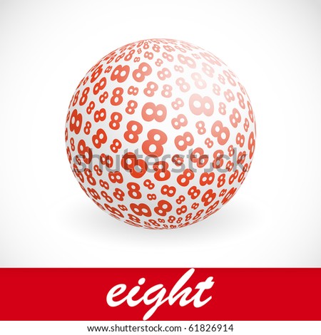 EIGHT. Globe with number mix. Vector illustration.