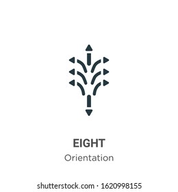 Eight glyph icon vector on white background. Flat vector eight icon symbol sign from modern orientation collection for mobile concept and web apps design.