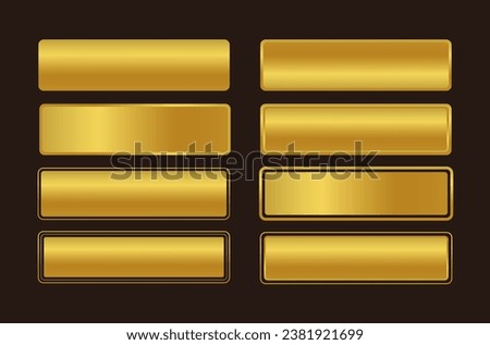 Eight golden CTA buttons templates set.