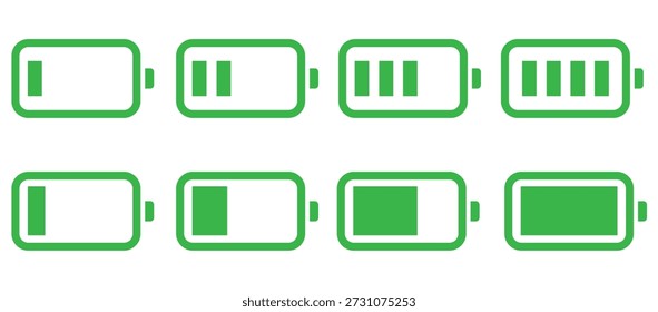 Oito indicadores verdes de nível de carga da bateria.