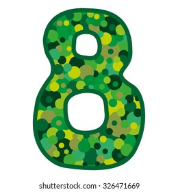 eight green button on white background