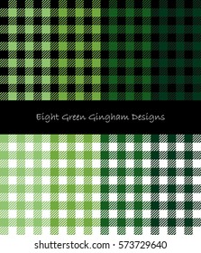Eight Green Seamless Gingham Lumberjack Pattern Designs Collection