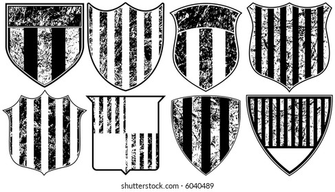 Eight Grunge Striped Shields