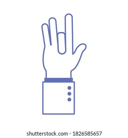 eight hand sign language line and fill style icon design of People help finger person learn communication healthcare theme Vector illustration