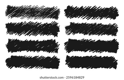Eight hand-shaded rectangular backgrounds, decorative elements or other. Doodles and squiggles. Vector set