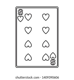 eight of hearts card icon cartoon black and white vector illustration graphic design