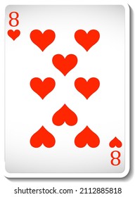 Eight of Hearts Playing Card Isolated illustration