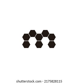 Eight Hexagons Letter M Geometric Symbol Simple Logo Vector