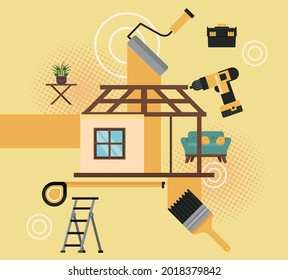 eight home improvement set icons