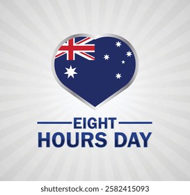 Eight Hours Day Vector illustration. Australian National Holidays concept. Template for background, banner, card, poster with text inscription. 