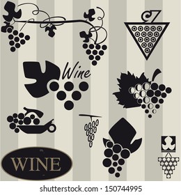 Eight icons of grapes for wine