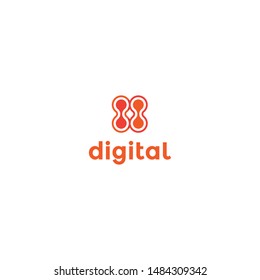 eight or infinity sign and digital or tech logo design idea vector icon illustration inspiration