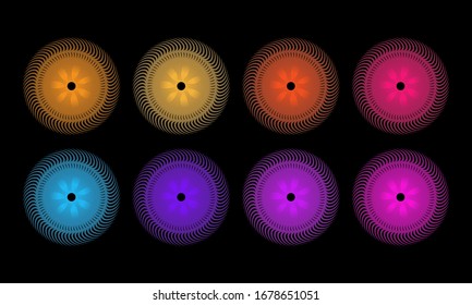 Eight kinds of abstract designs with Eight different colors. This design can be used as a background or ornament for banners, templates, greeting cards and others
