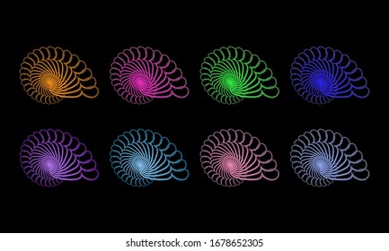 Eight kinds of abstract designs with Eight different colors. This design can be used as a background or ornament for banners, templates, greeting cards and others