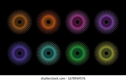Eight kinds of abstract designs with Eight different colors. This design can be used as a background or ornament for banners, templates, greeting cards and others
