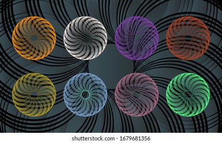 Eight kinds of abstract designs with Eight different colors. This design can be used as a background or ornament for banners, templates, greeting cards and others
